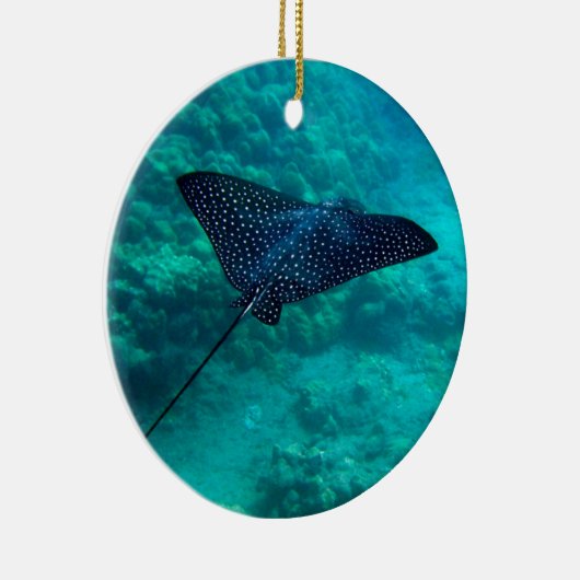 Hanauma湾のハワイによって斑点を付けられるトビエイ セラミックオーナメント (右)