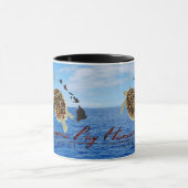 Hanauma湾のハワイのカメおよびハワイの島 マグカップ (中央)