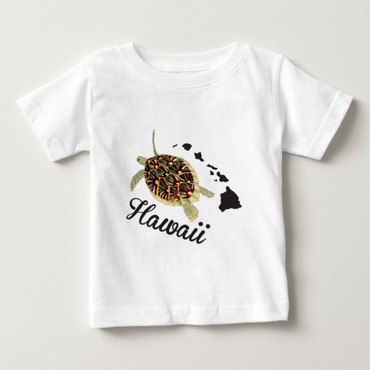 Hanauma湾のハワイのカメ ベビーTシャツ (正面)