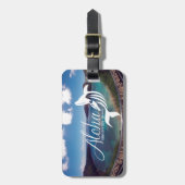 Hanauma湾のハワイのクジラ ラゲッジタグ (正面縦)