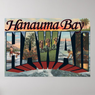 Hanauma湾、ハワイ-大きい手紙場面 ポスター