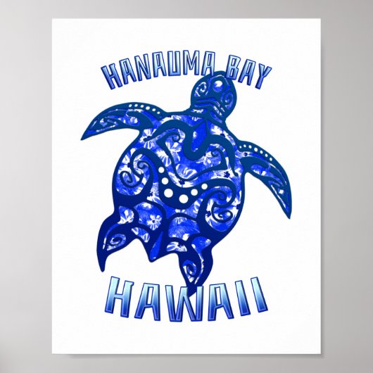 Hanauma Bay Hawaii Vacation Tribal Turtle ポスター (正面)