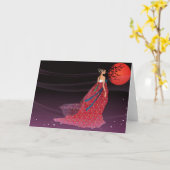 hanbokを身に着けている韓国の女性 カード (黄色い花)