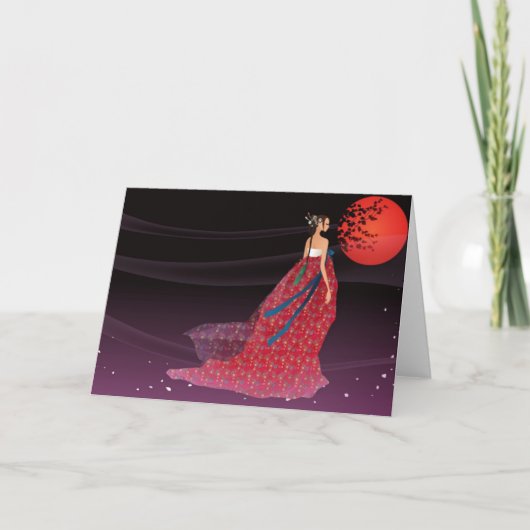 hanbokを身に着けている韓国の女性 カード (正面)