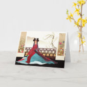 hanbokを身に着けている韓国の女性 カード (黄色い花)