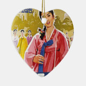 Hanbokを身に着けている韓国の女性 セラミックオーナメント (右)