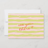 Hand 書 Pinstripesお洒落 QRコー結婚ド 出欠カード (裏面)