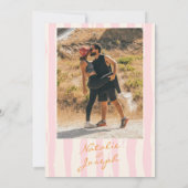 Hand 書 Pinstripes写真結婚のCD 招待状 (裏面)