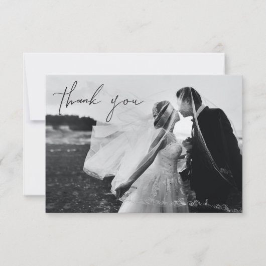 Hand 書 Thank Youの写真結婚ノートカード サンキューカード (正面)
