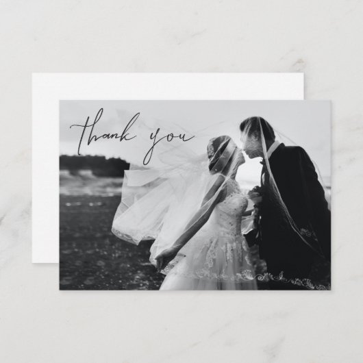 Hand 書 Thank Youの写真結婚ノートカード サンキューカード (正面/裏面)