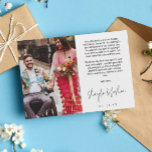 Hand-書s Script Photo's 結婚 Thank You サンキューカード<br><div class="desc">ロマン結婚ティックのサンキューカードは、2枚の結婚あなたの写真で印刷され、一方は小さく、他方は大きい。手書きのモダン台本で書はありがとう、あなたの名前も上に印刷された感謝してい文字です。</div>
