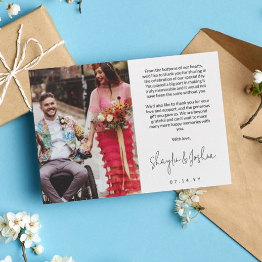 Hand-書s Script Photo's 結婚 Thank You サンキューカード