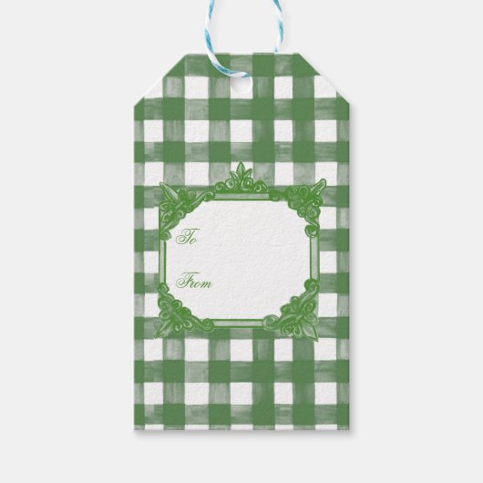 HAND 絵を描 GINGHAM Green Mix (トイル付き) ギフトタグ (正面)