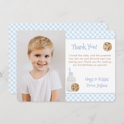 Hand 絵を描 Milk And Cookiesバースデーパーティーの写真 サンキューカード (正面/裏面)
