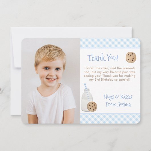 Hand 絵を描 Milk And Cookiesバースデーパーティーの写真 サンキューカード (正面)