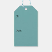 Hand 絵を描 White &  Aqua雪片オンティール(緑がかった色)写真 ギフトタグ (裏面)