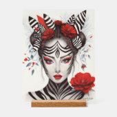 Hand 絵を描 "Zebra Woman" – 賞を受賞したポップ・アートのアート アクリルサイン (正面)