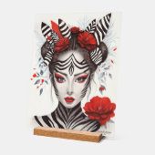 Hand 絵を描 "Zebra Woman" – 賞を受賞したポップ・アートのアート アクリルサイン (傾斜)