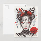 Hand 絵を描 "Zebra Woman" – 賞を受賞したポップ・アートのアート ポストカード (正面/裏面)