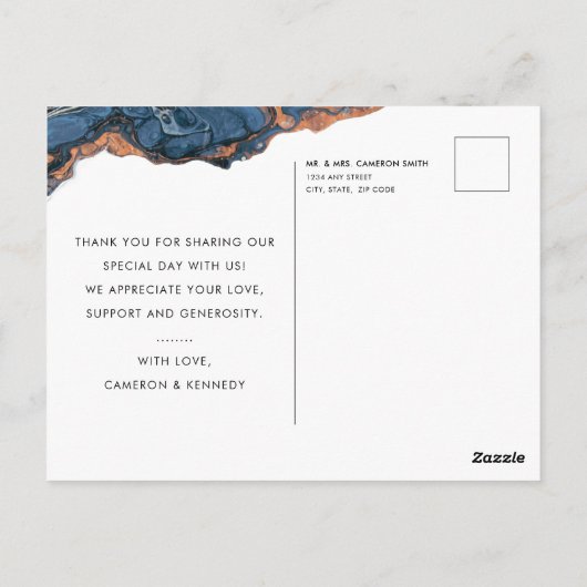 Hand 色彩の鮮やか Blue Marble Thank Youポストカード ポストカード (裏面)