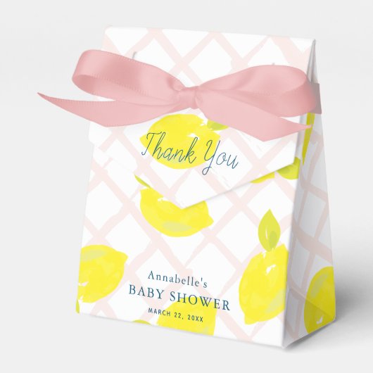 Hand 色彩の鮮やか Lemon Pink Baby Shower Thank You フェイバーボックス (正面サイド)
