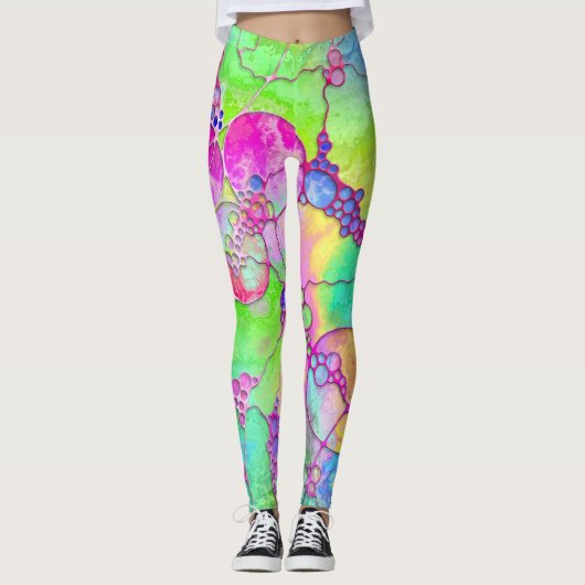 Hand And Digitally Painted Pattern Art 41 レギンス (正面)