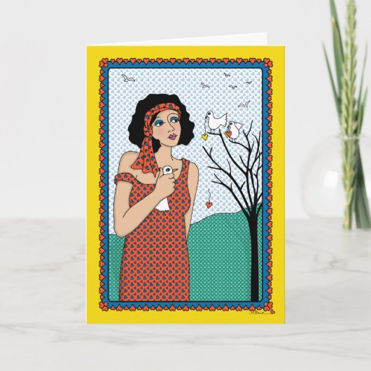 HAND_B_Greetingカードに入っている鳥 カード (正面)