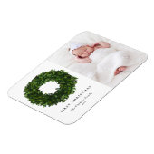 Hand Boxwood絵を描のリース写真の初めてのクリスマス マグネット (左側)