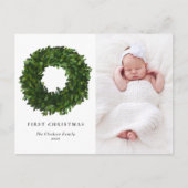 Hand Boxwood絵を描リース初めてのクリスマス写真 シーズンポストカード (正面)