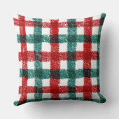 Hand-Brushed Christmas Pillow in Red & Green クッション (裏面)