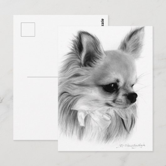 Hand Chihuahua絵を描 With Bow Artwork ポストカード (正面/裏面)