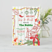 Hand Doodle Christmas Holiday Paint and Sip  Invit 招待状 (スタンド正面)