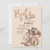 Hand Draw Boots and Bubbly Bridal Shower 招待状 (正面)