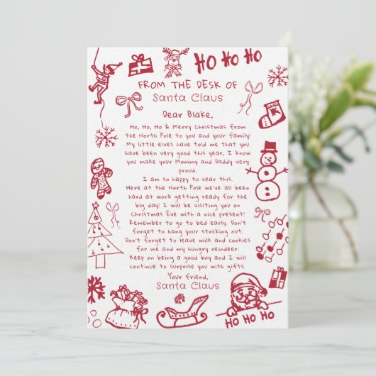 Hand Draw Doodle letter from Santa  招待状 (スタンド正面)