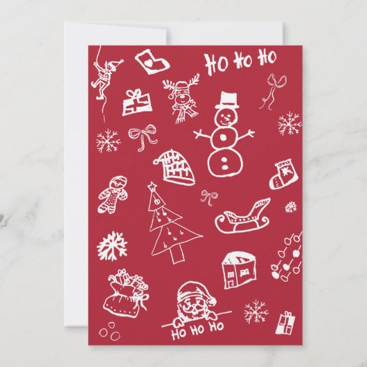 Hand Draw Doodle letter from Santa  招待状 (裏面)