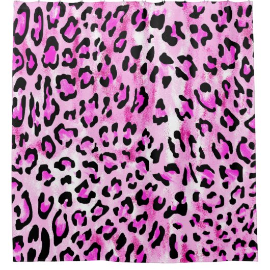 hand draw pink color seamless leopard pattern / il シャワーカーテン (正面)