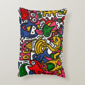 Hand DrawnヴィンテージイラストレーションのDoodle，漫画 アクセントクッション (裏面(縦))