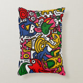 Hand DrawnヴィンテージイラストレーションのDoodle，漫画 アクセントクッション (正面(垂直))