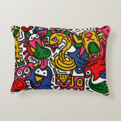 Hand DrawnヴィンテージイラストレーションのDoodle，漫画 アクセントクッション (裏面)