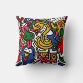 Hand DrawnヴィンテージイラストレーションのDoodle,漫画 クッション (裏面)