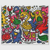 Hand DrawnヴィンテージイラストレーションのDoodle,漫画 ラッピングペーパー (フラット)