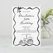 Hand Drawn 30th Birthday Invitation 招待状 (スタンド正面)