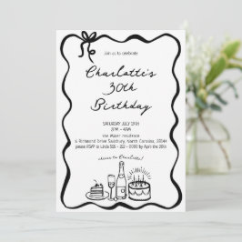 Hand Drawn 30th Birthday Invitation 招待状