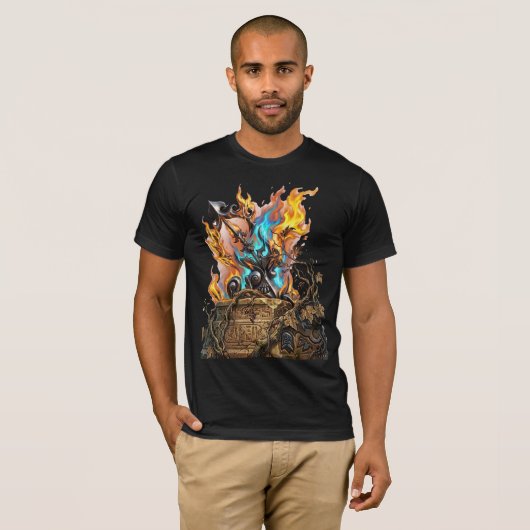 Hand-Drawn 3D Flaming Mythical Weapon - Astra Tシャツ (正面フル)