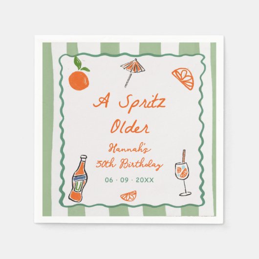 Hand Drawn A Spritz Older Birthday Party スタンダードカクテルナプキン (正面)