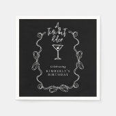 Hand Drawn A Tiny Bit Older Black Birthday Party スタンダードカクテルナプキン (正面)