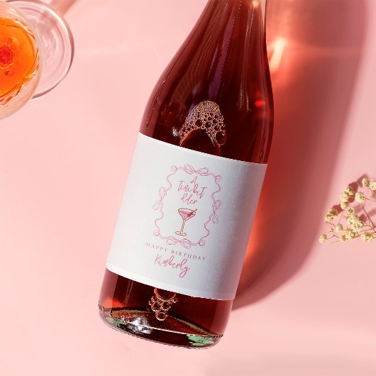 Hand Drawn A Tiny Bit Older Pink Martini Birthday スパークリングワインラベル