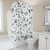 Hand-Drawn Abstract Doodle - Black and White シャワーカーテン (インサイチュ)