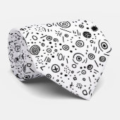 Hand-Drawn Abstract Doodle - Black and White ネクタイ (ロール)