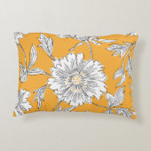 Hand drawn abstract garden flowers. Contour drawin アクセントクッション (裏面)